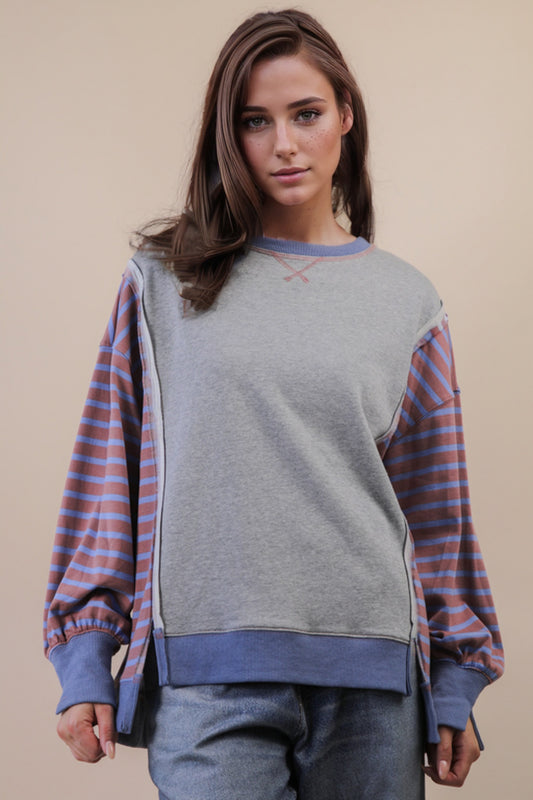 Blush Harvest Oversized Stripe Top