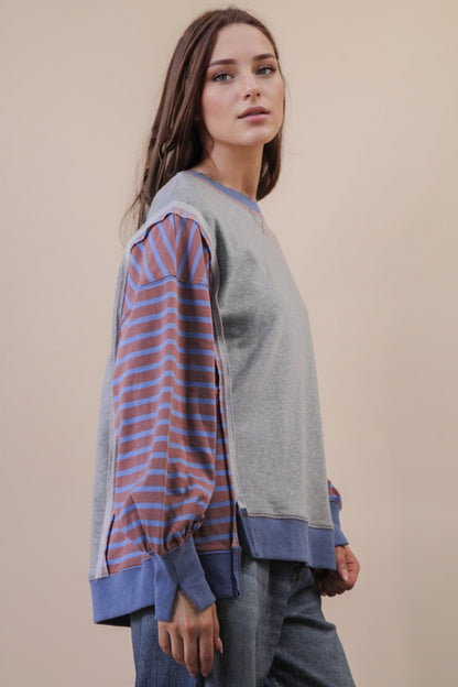 Blush Harvest Oversized Stripe Top