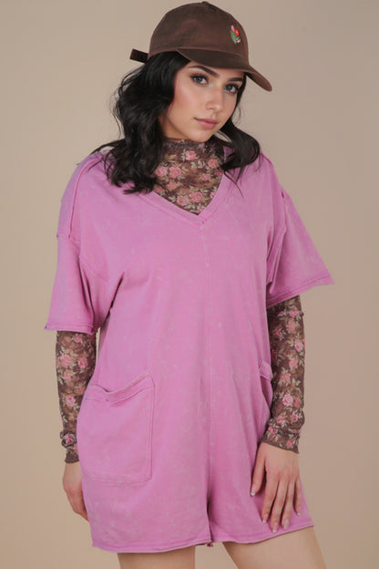 Orchid Mineral Washed Oversized Romper
