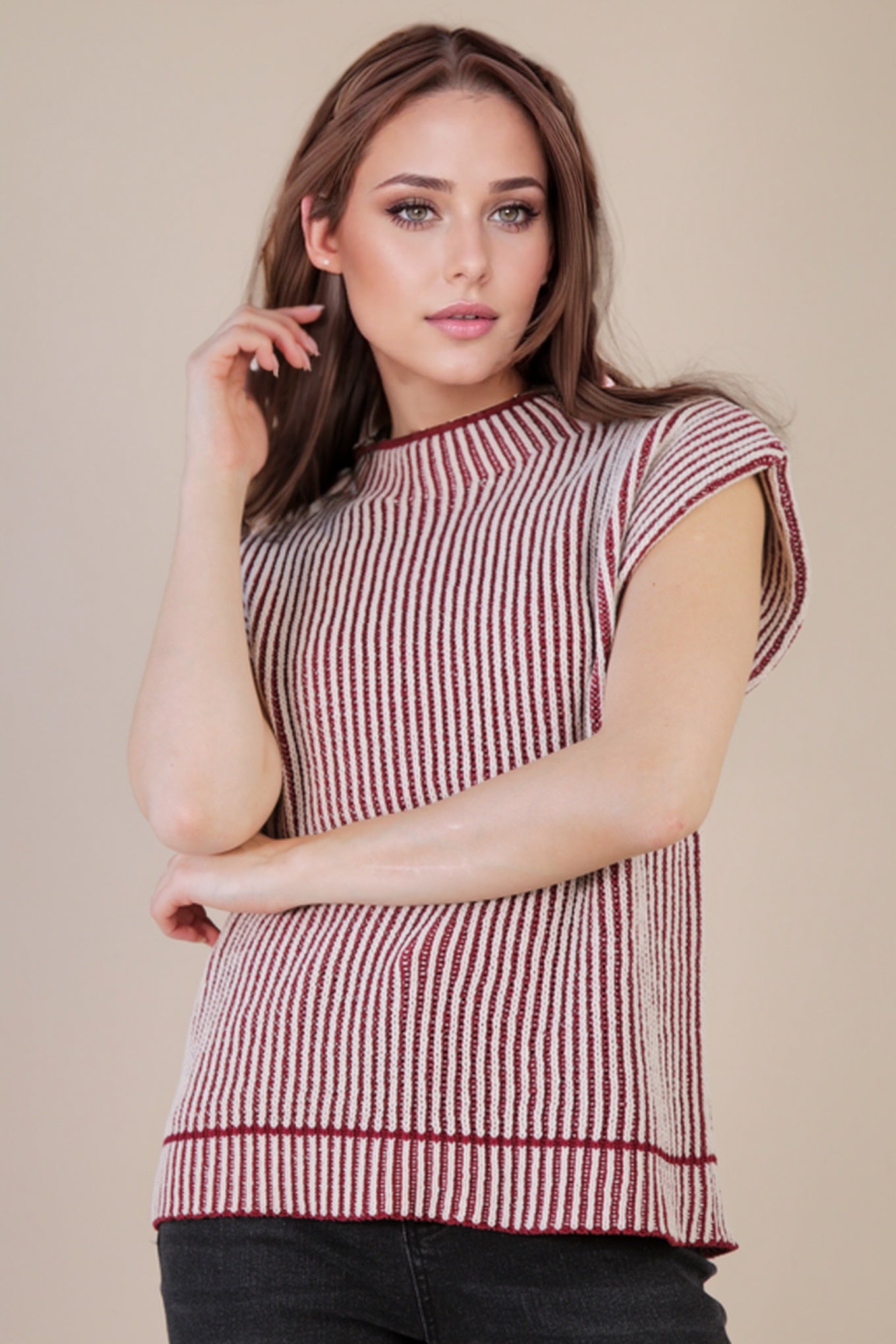 Falling For You Two Tone Ribbed Knit Sweater Vest