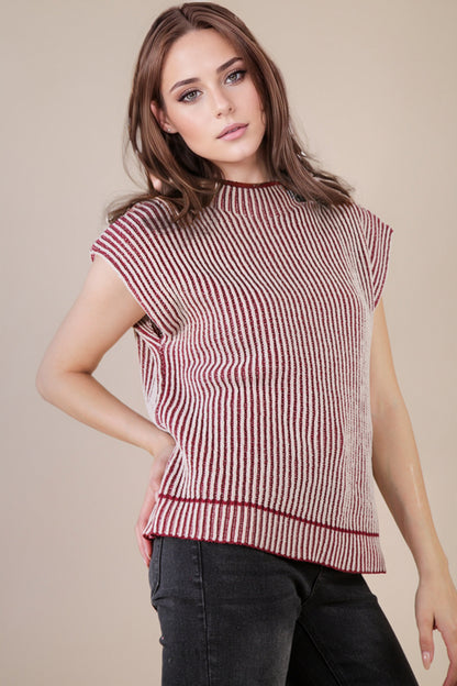 Falling For You Two Tone Ribbed Knit Sweater Vest