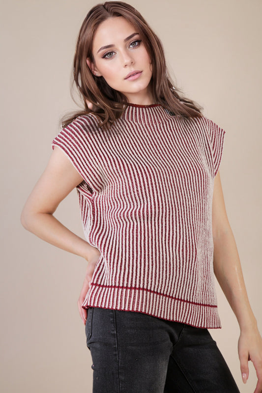 Falling For You Two Tone Ribbed Knit Sweater Vest