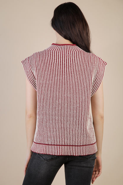 Falling For You Two Tone Ribbed Knit Sweater Vest