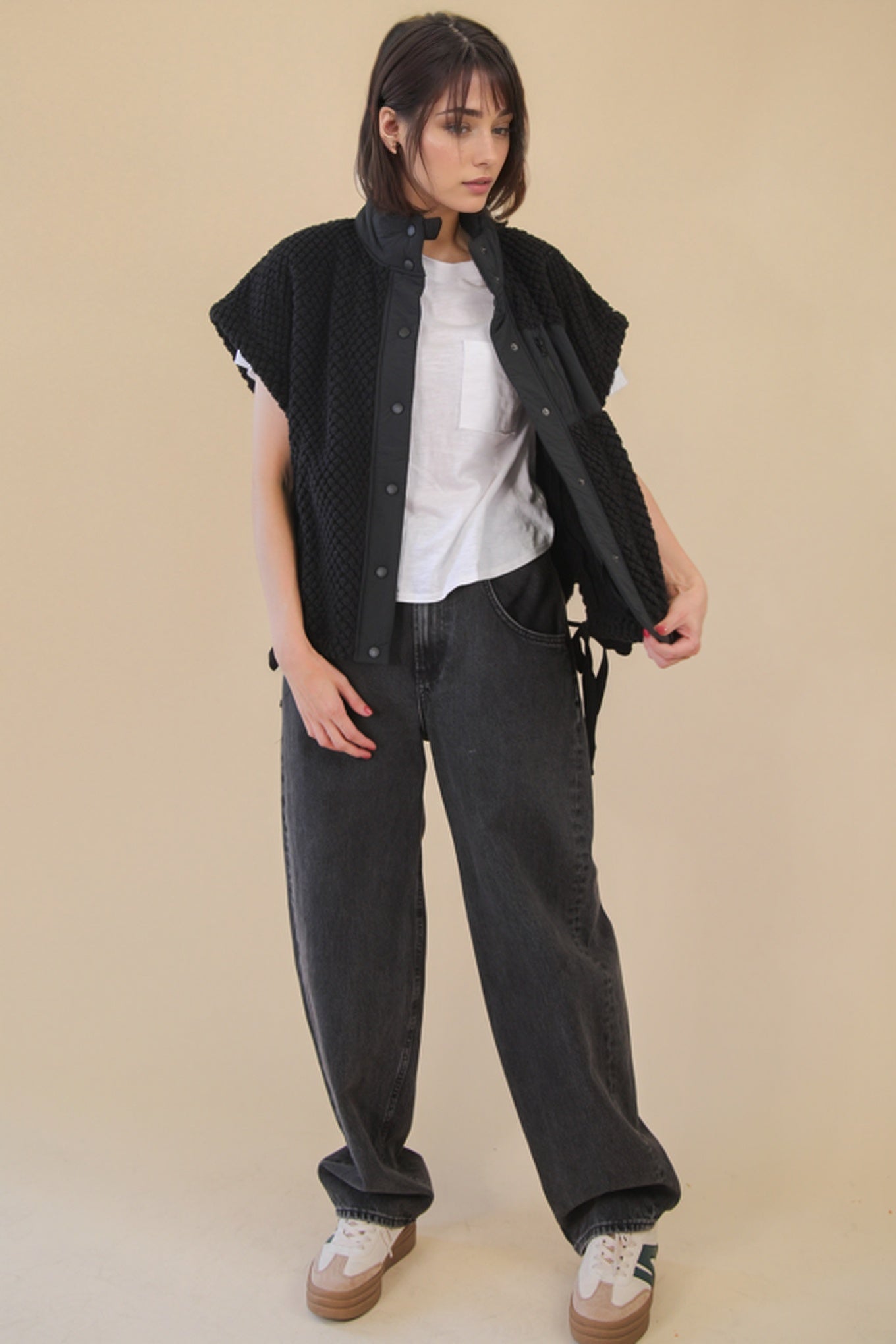 Black Soft Vest with Side Tie