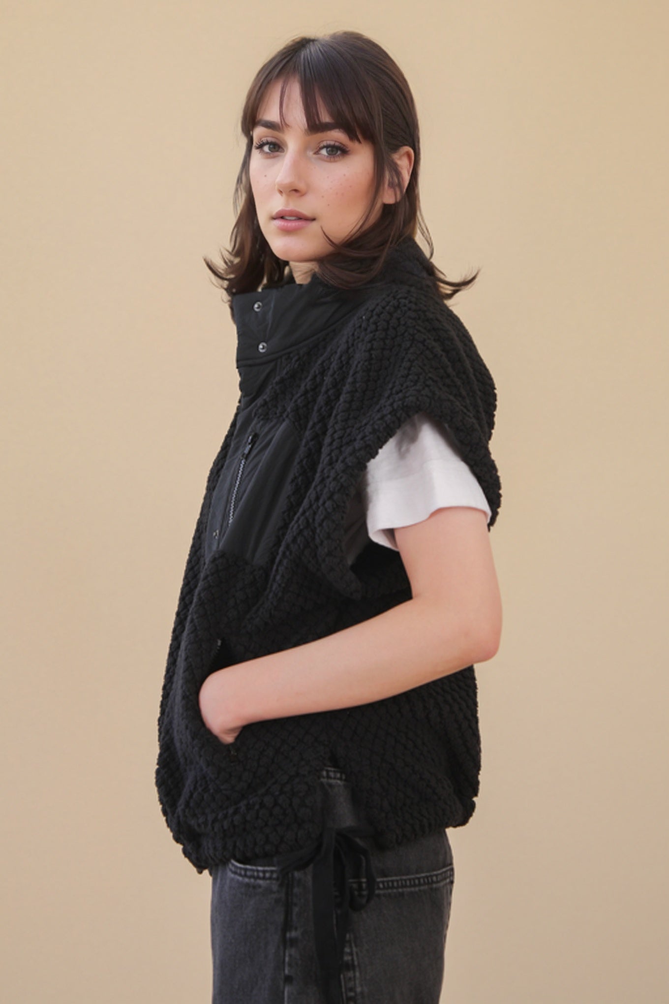 Black Soft Vest with Side Tie