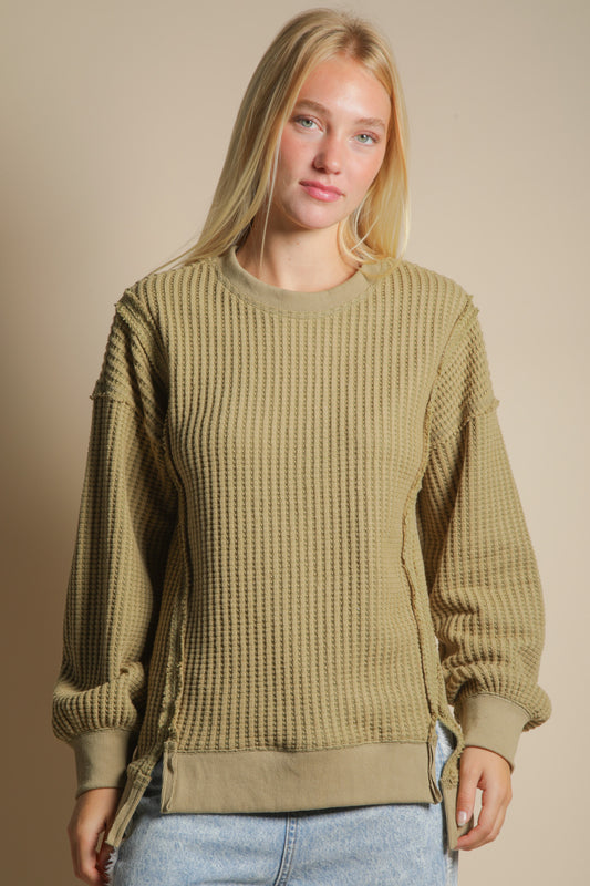 Olive Waffle Knit