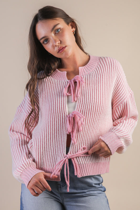 Sunday Stroll Tie Sweater Soft Pink