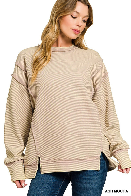 Acid Washed Pullover Ash Mocha