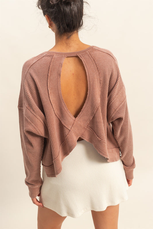 Twist of Charm Open Back Top Chestnut