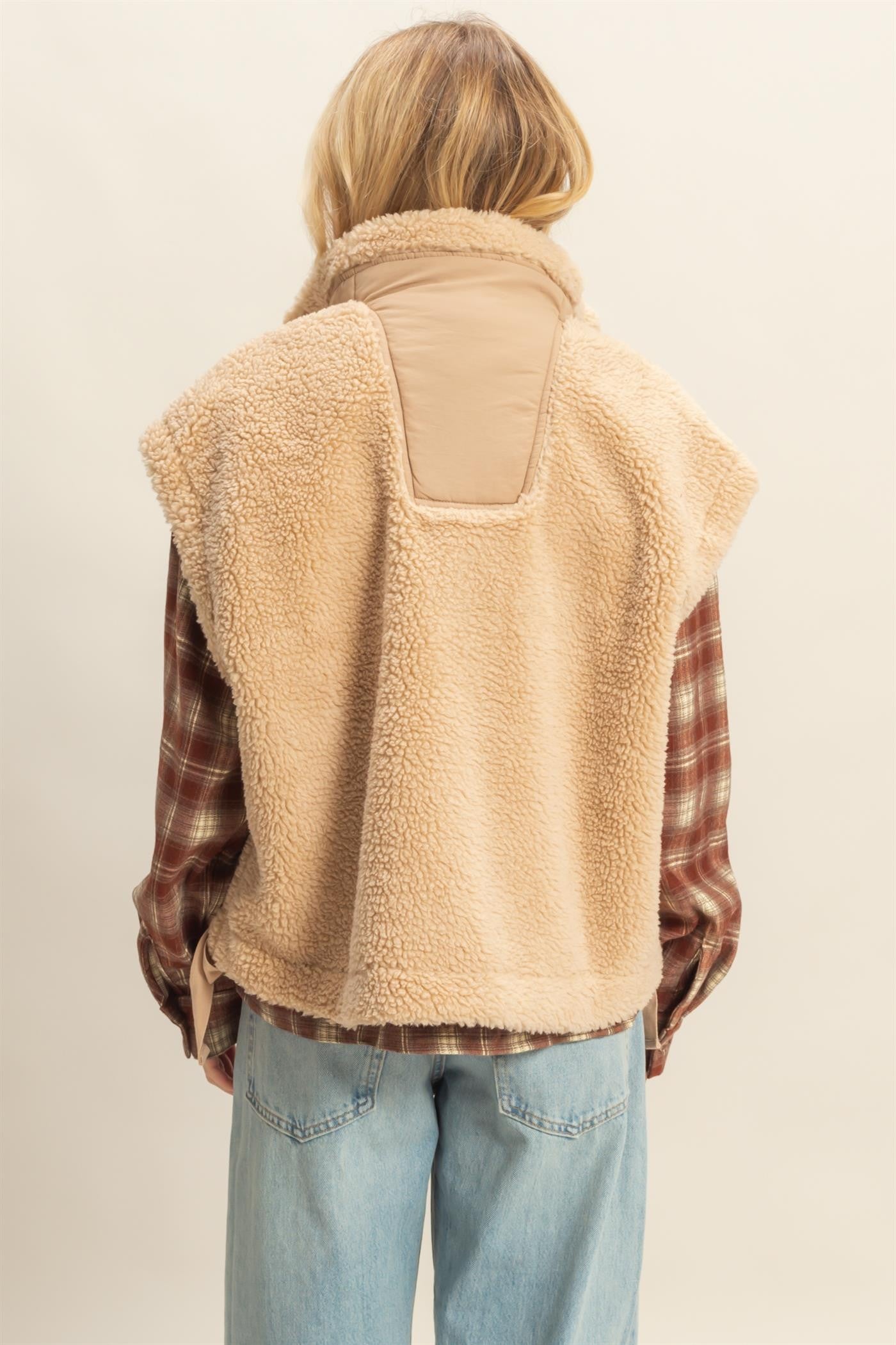 The Harper Cozy Sherpa Vest Beige