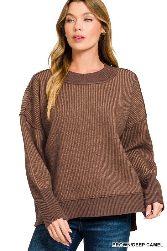 Two Tone Sweater Deep Brown/Camel