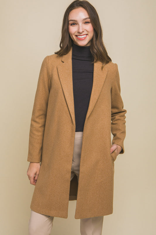 Mocha Fleece Long Line Coat