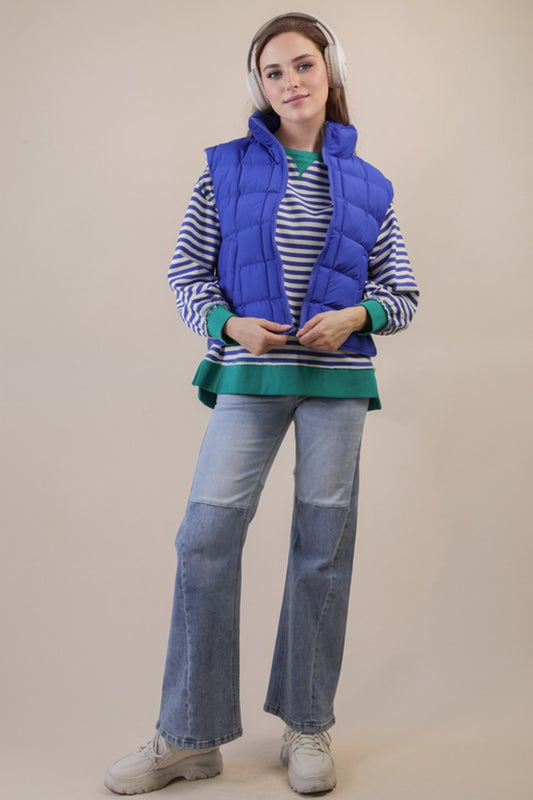 Blue Puffer Padded Warm Vest