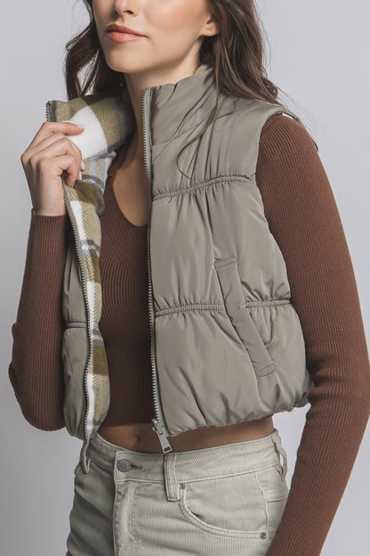 Olive Reversable Puffer Vest