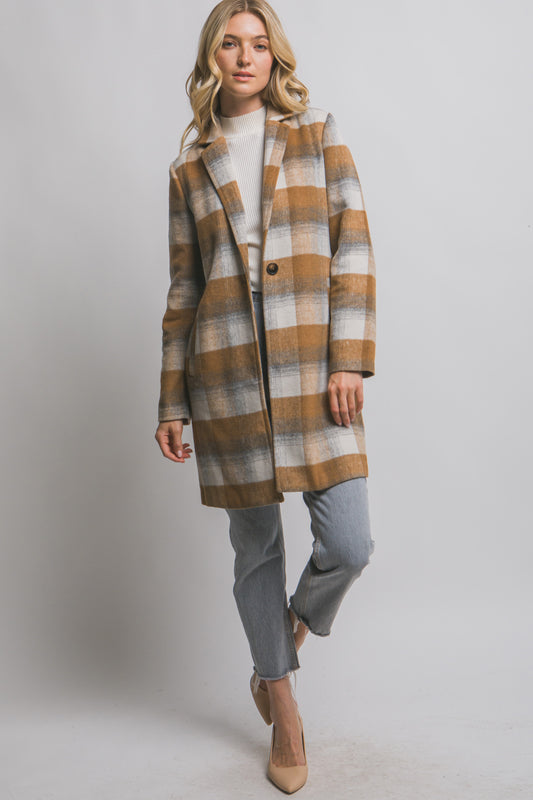 Camel Plaid Coat