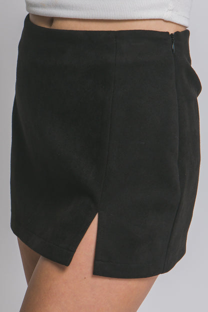 Sue Mini Skort With Side Slit Black