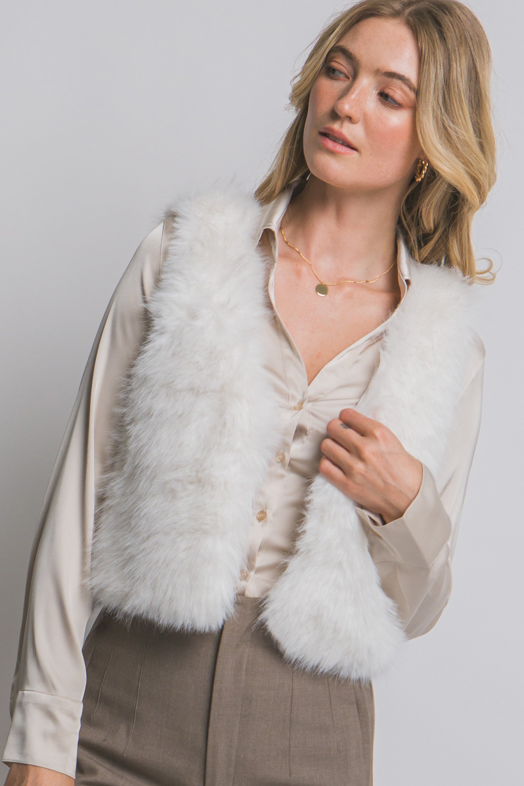 Ivory Fur Vest - Main Image