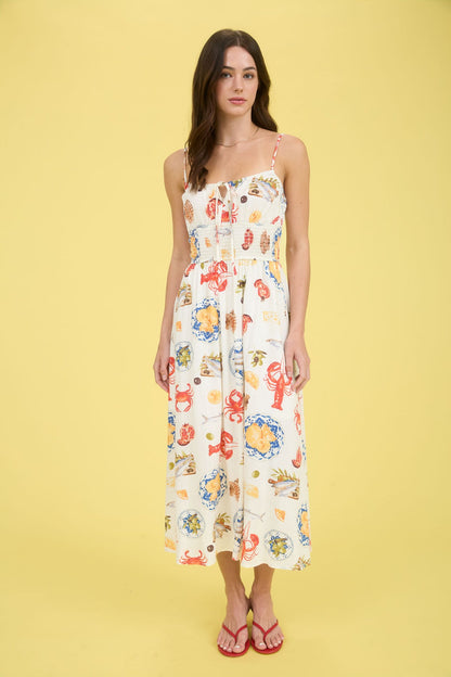 Beach Babe Seaside Print Midi Dress