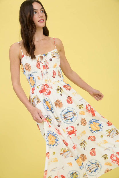 Beach Babe Seaside Print Midi Dress