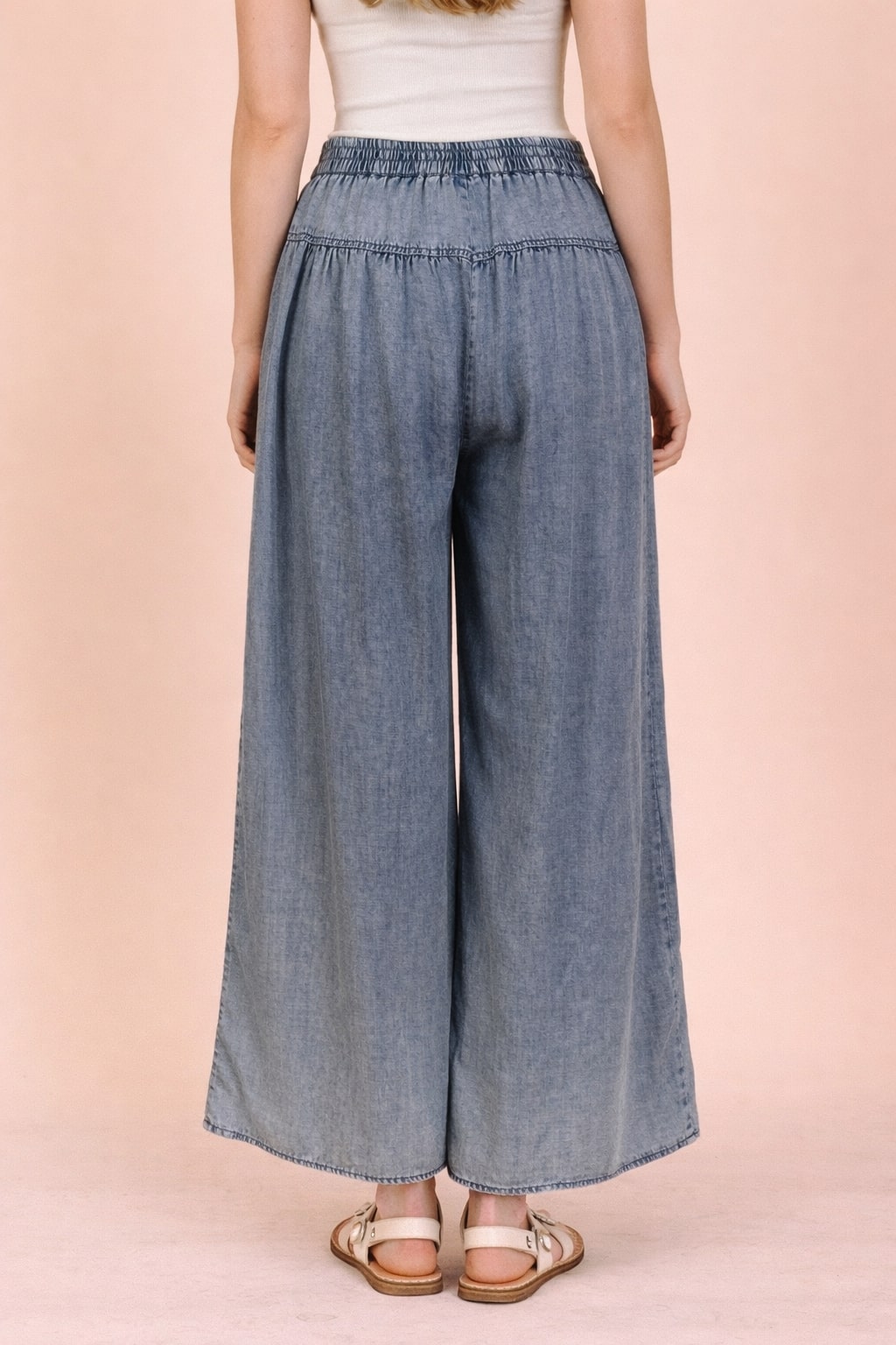 Light Mineral Wash Chamray Wide Pants
