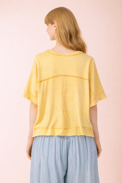 Yellow Mineral Wash 90s Girl Top