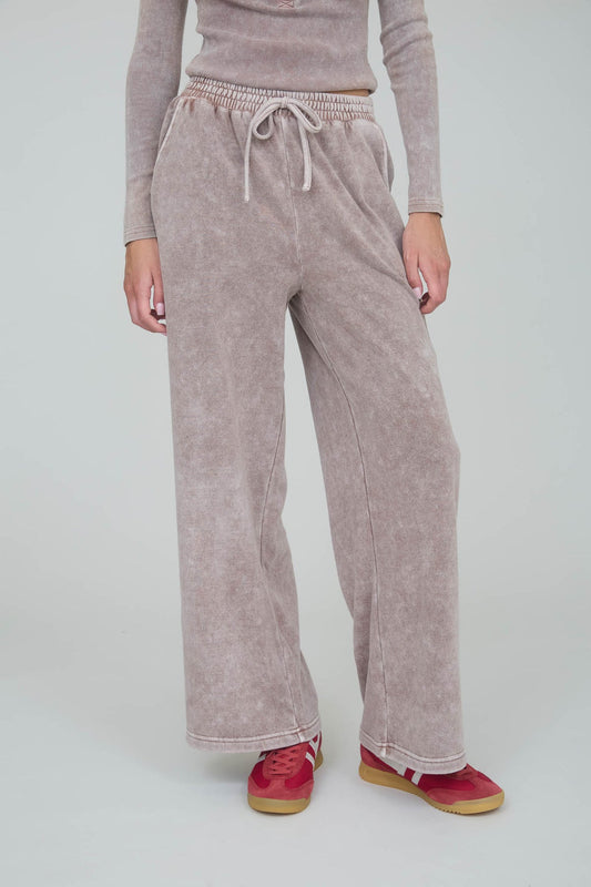Mocha Mornings Washed Wide Leg Pants