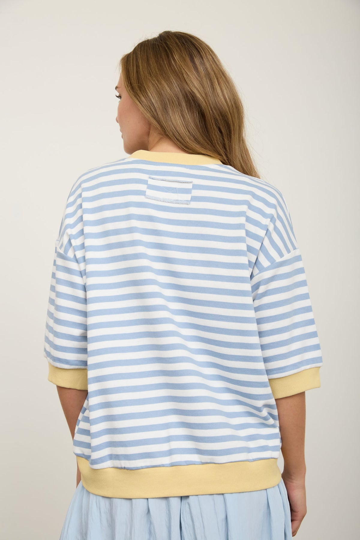 Simply Cute Stripe Colorblock Top Blue