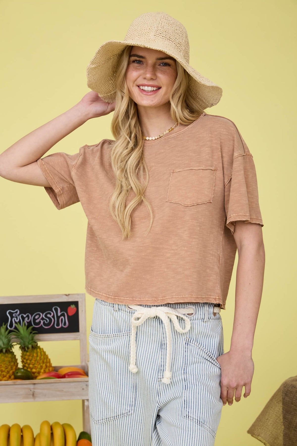 Dusty Apricot Exposed Seam Top