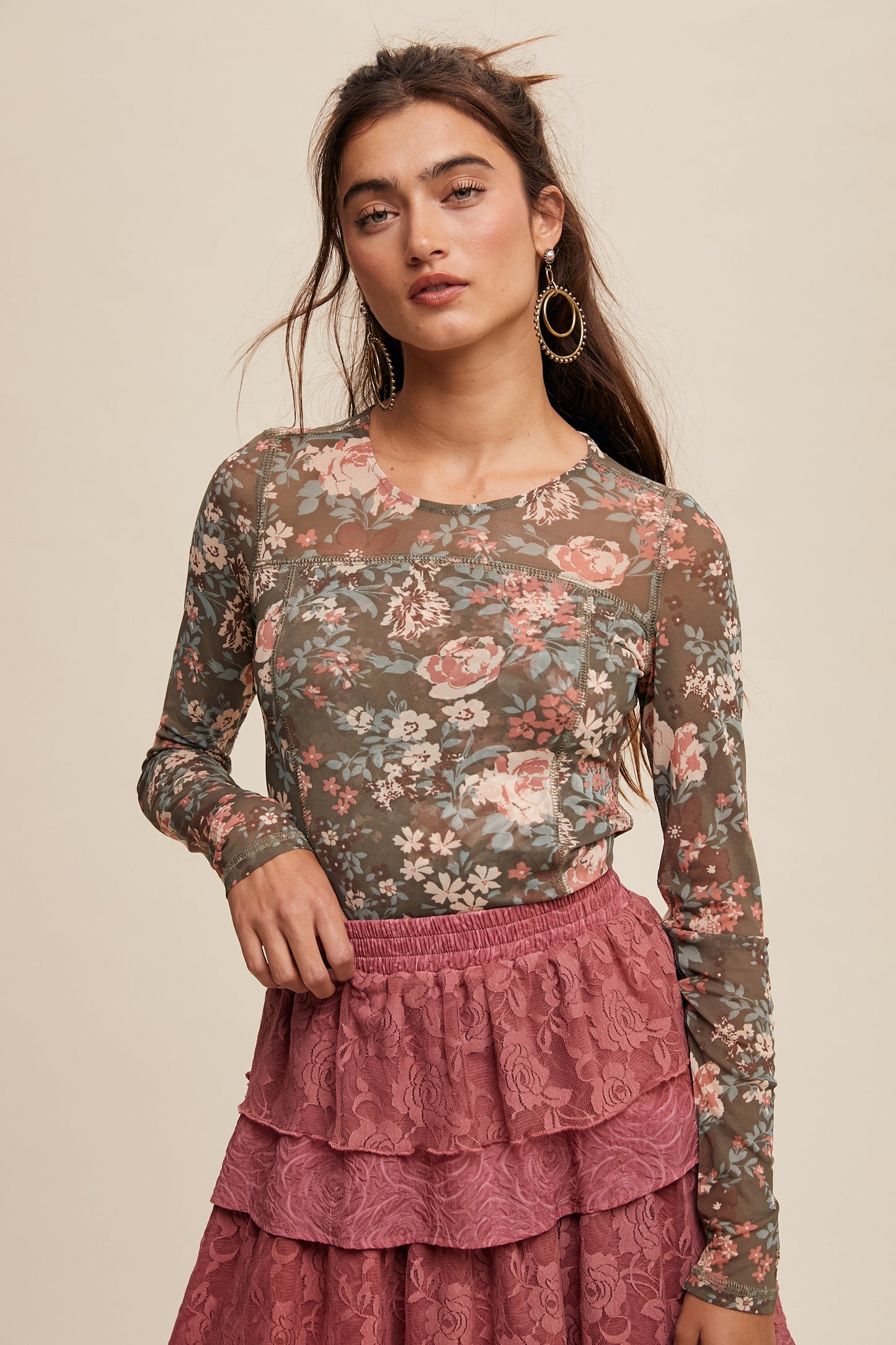 The Emma Kate Floral Mesh Top