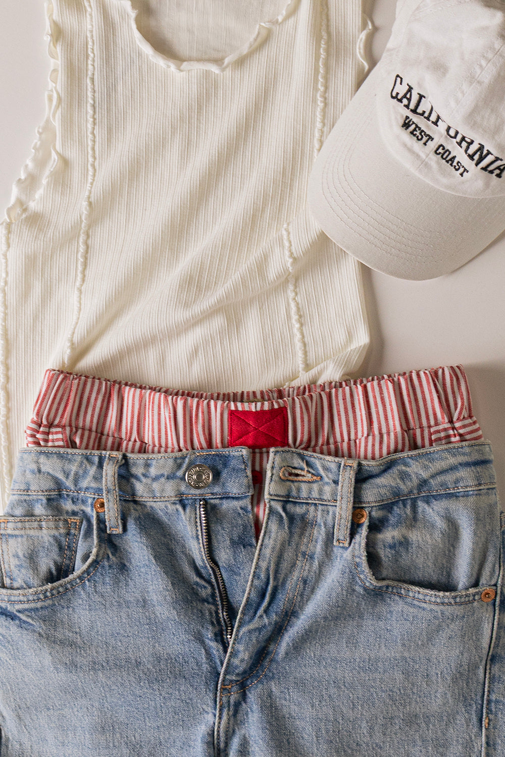 Red + White Stripe Boxer Shorts