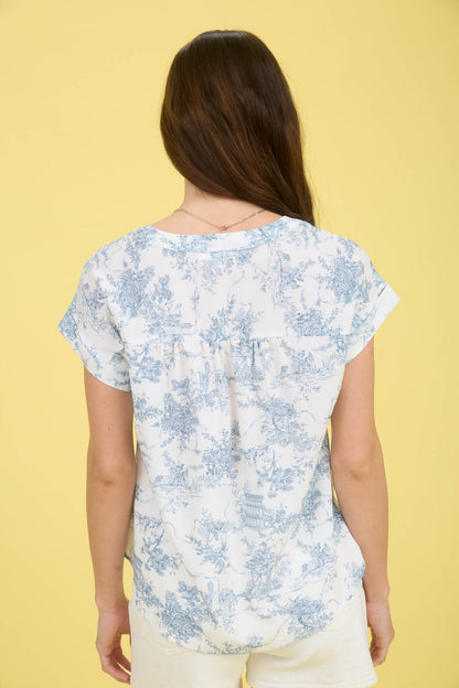 Toile Print Short Sleeve Top