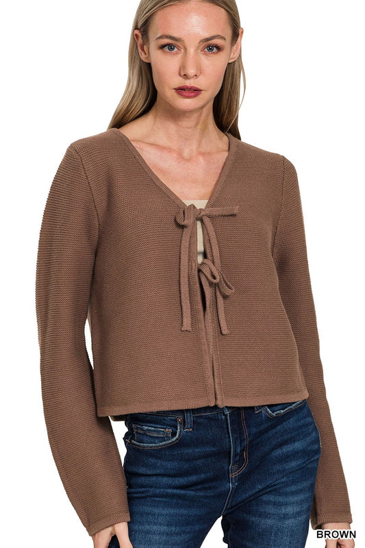 Chocolate Tie Front Sweater