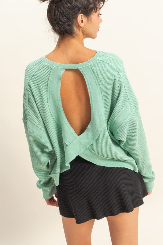 Twist of Charm Open Back Top Mint