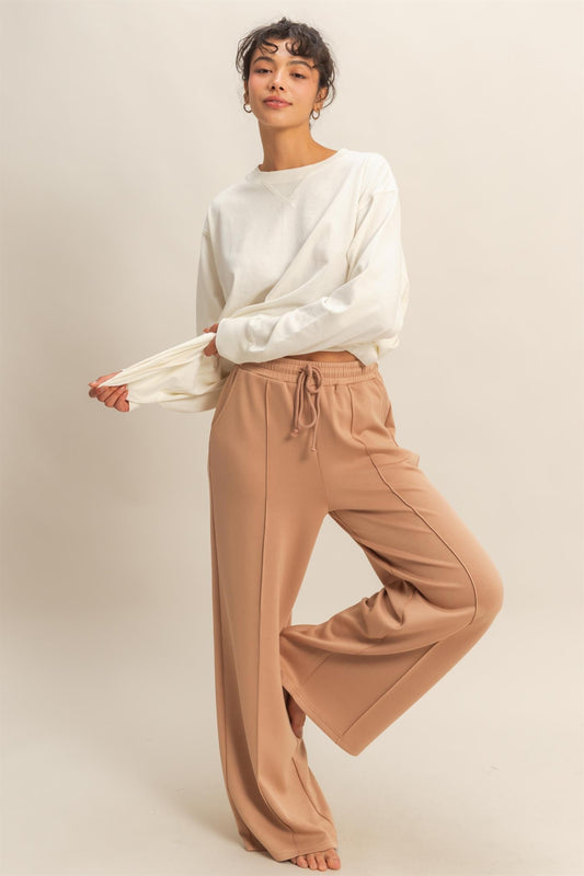 The Everleigh Pintuck Pants Dark Taupe