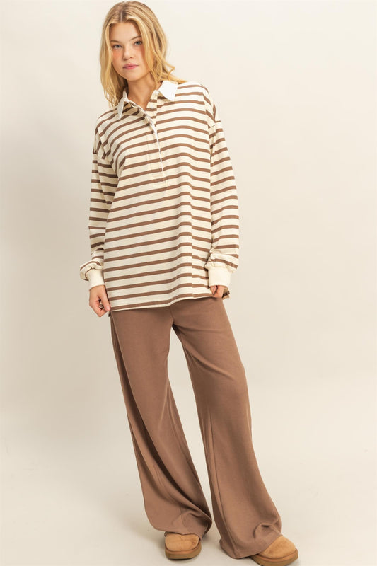 Chestnut Cream Refined Rugby Polo