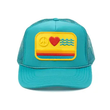 Trucker Hat Peace Love Waves