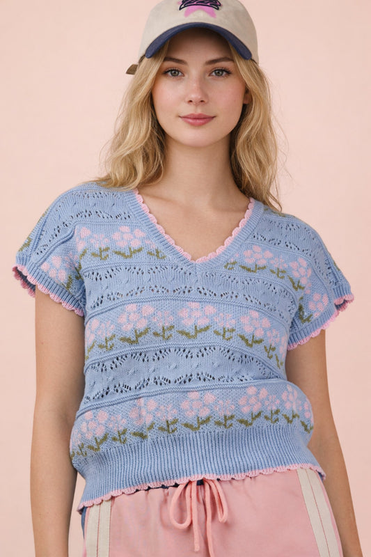 Sky Floral Sweater Vest