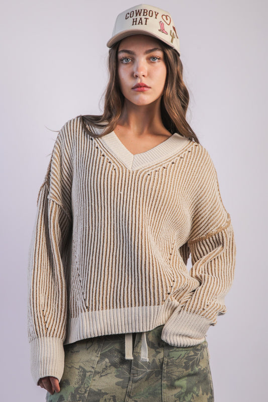 Frosted Chi Two Tone Sweater Top