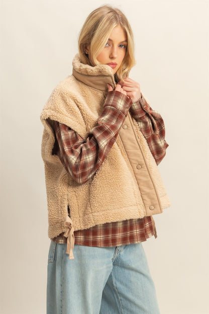 The Harper Cozy Sherpa Vest Beige