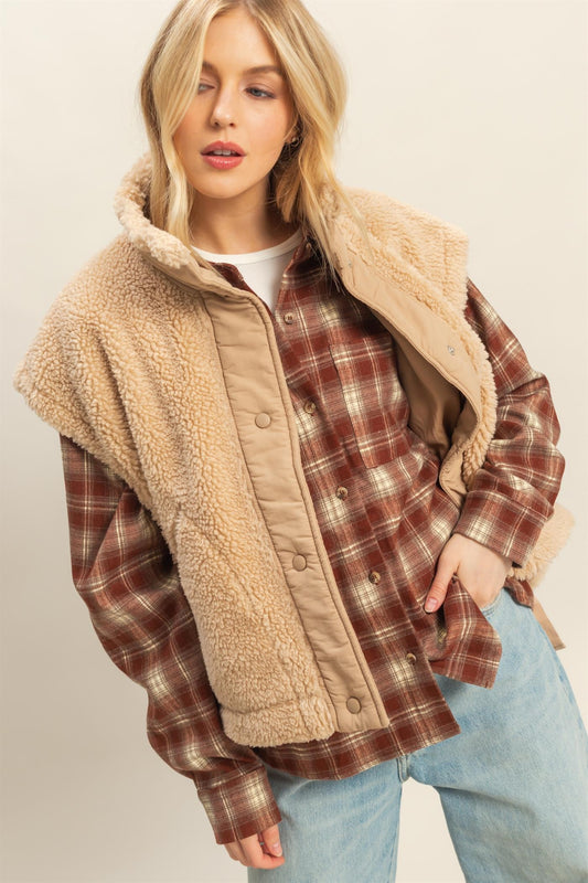 The Harper Cozy Sherpa Vest Beige