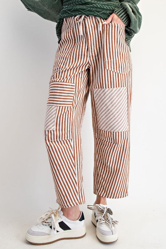Mocha Striped Washed Twill Pants