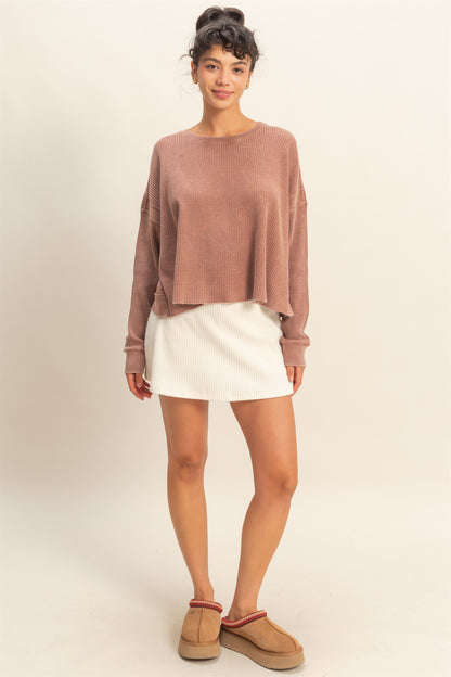 Twist of Charm Open Back Top Chestnut