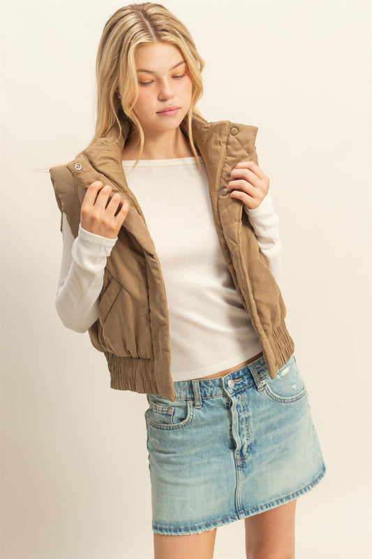 Golden Hour Puffer Beige Vest