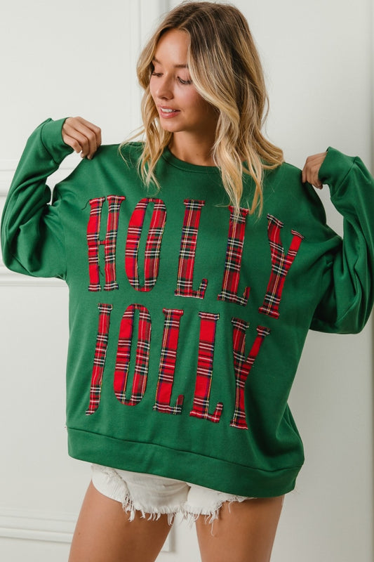 Jingle & Plaid Emerald Green Christmas Sweatshirt