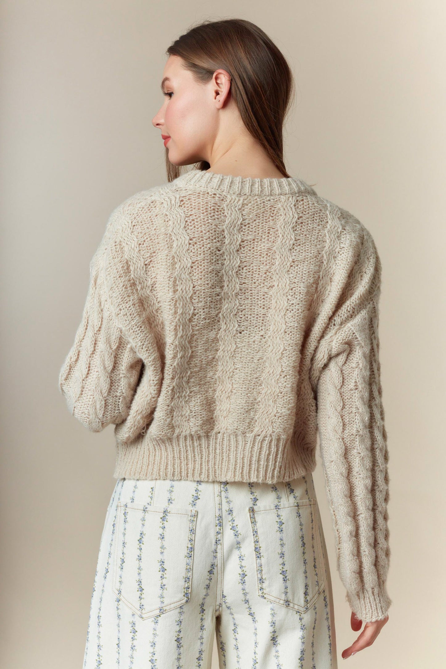 The Emory Flower Embroidery Detail Button Down Cropped Cardigan