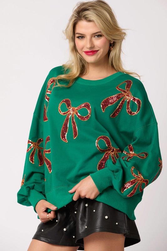 Mistletoe Sparkle Bow Sweater