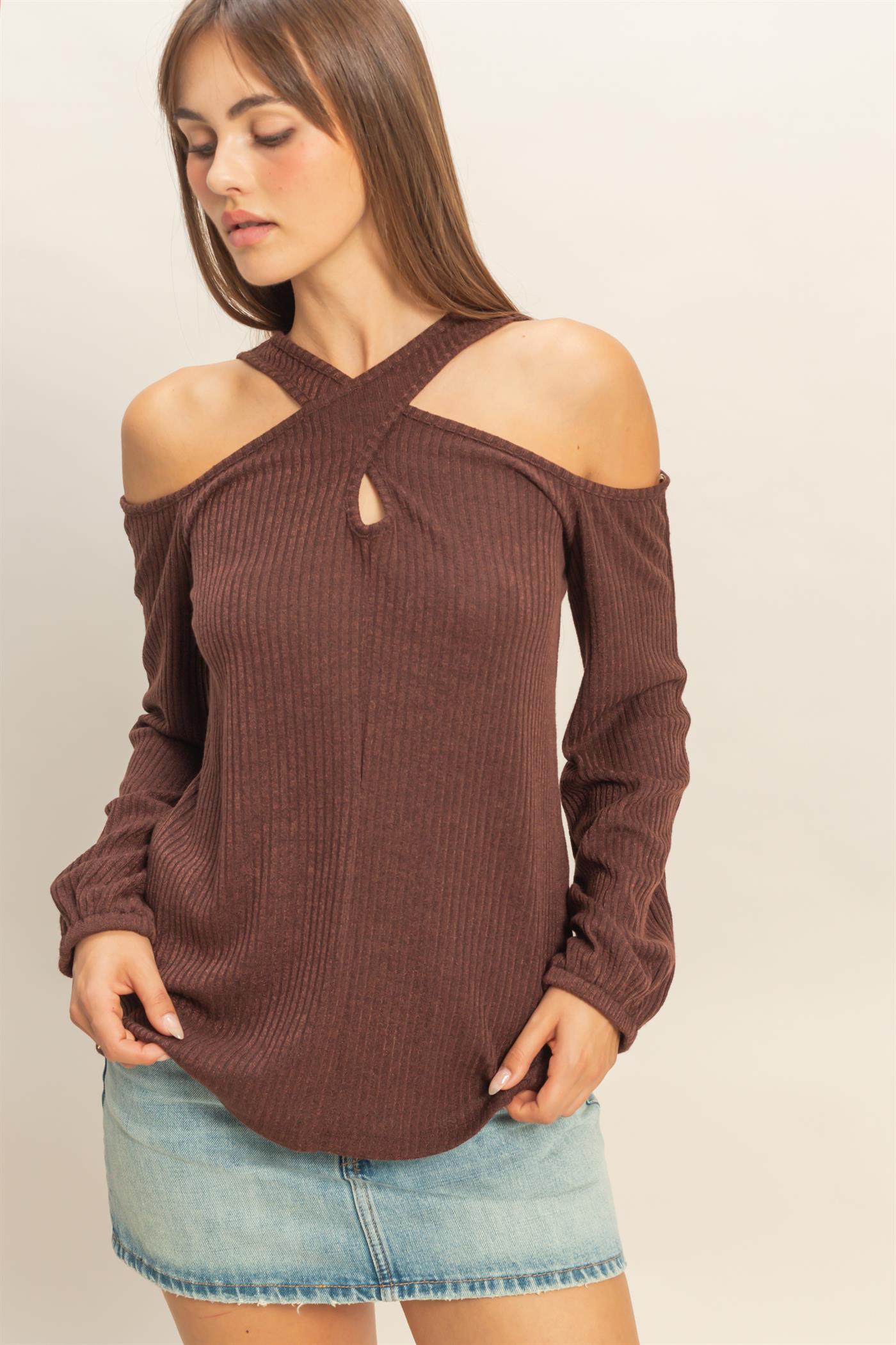 Shoulder to Love Chocolate Top