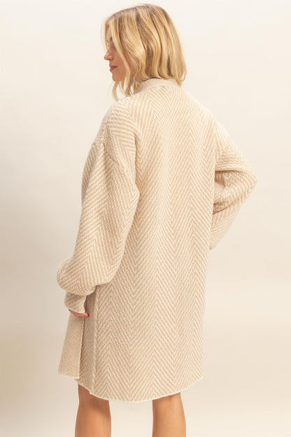 Herringbone Sweater Cardigan Long