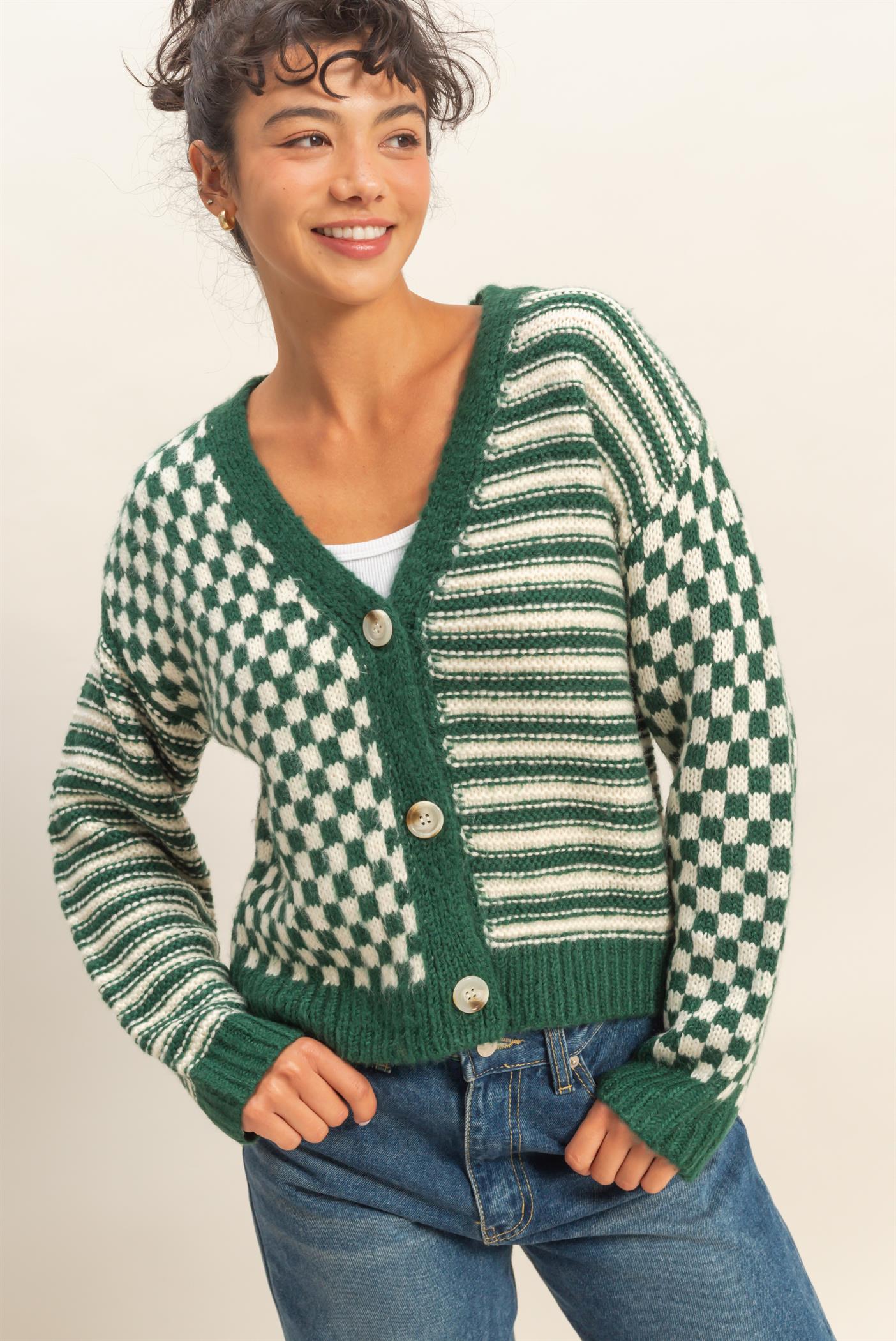 Tinsel & Timber Checkered Cardigan