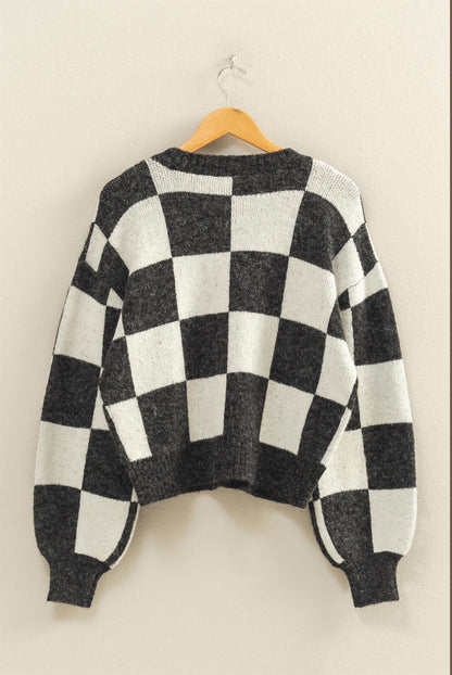 Black & White Checkered Cardigan